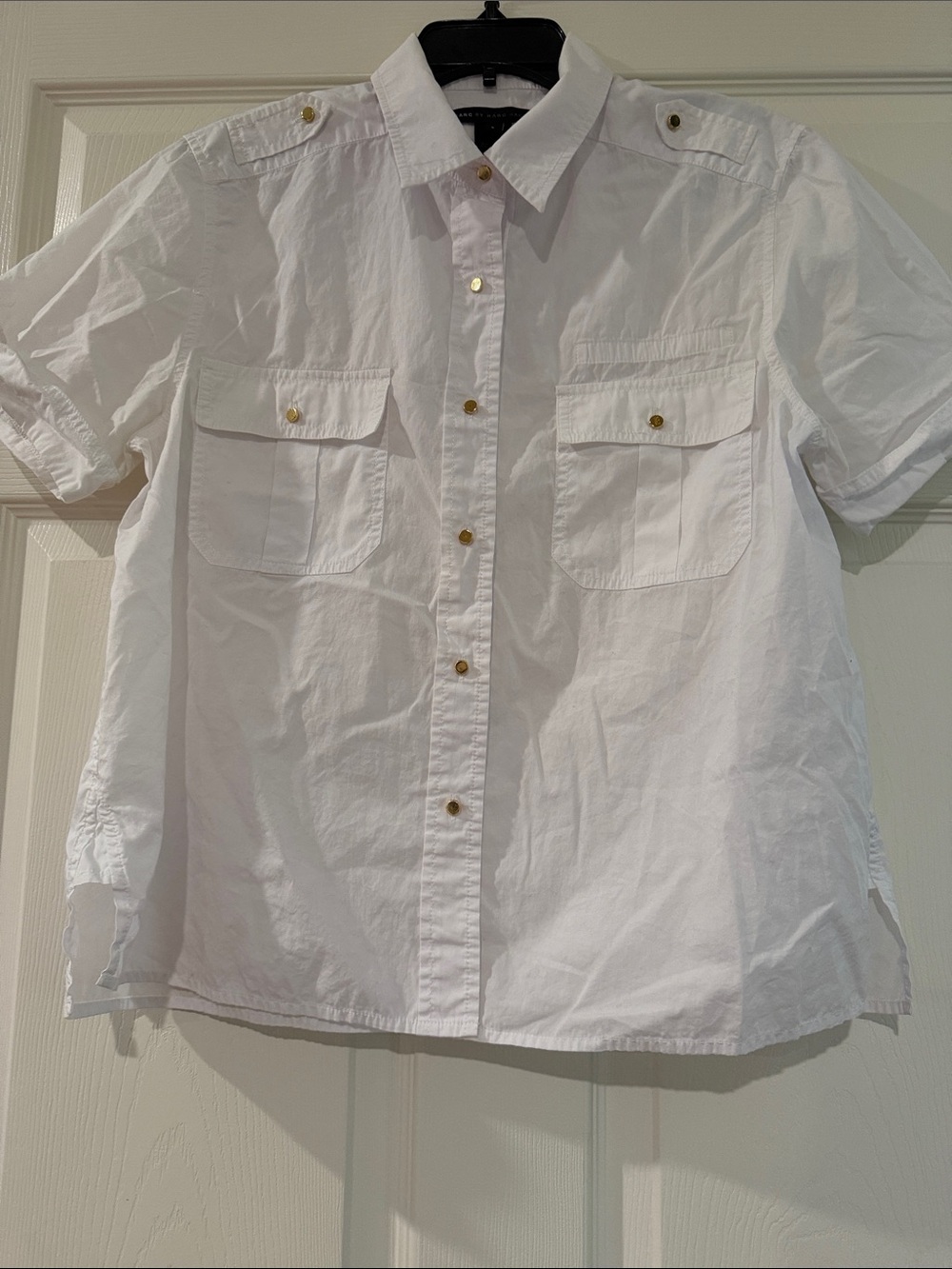 Marc By Marc Jacobs White Short-Sleeve Button-Front Utility Shirt